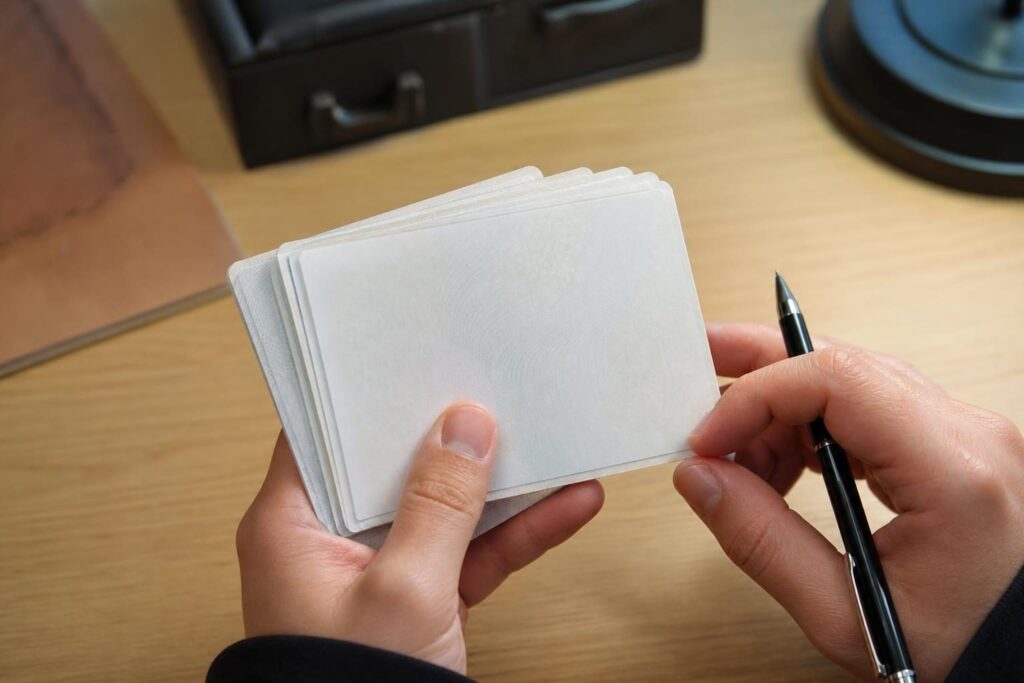 書類を手にとって内容を確認している手元