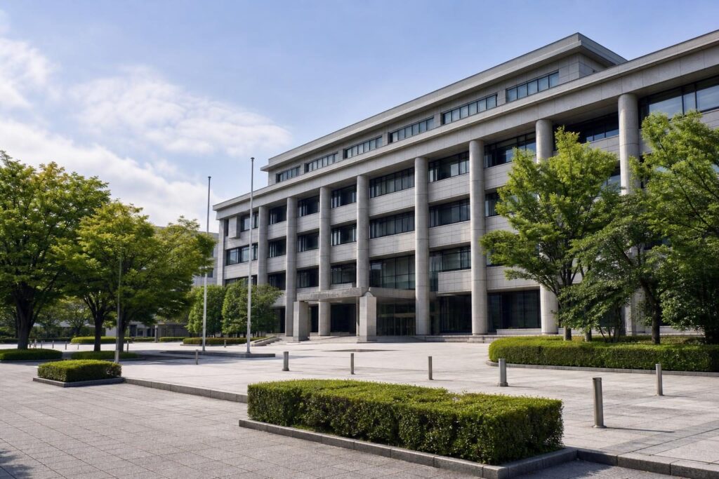官公庁の建物を外から見た昼間の写真