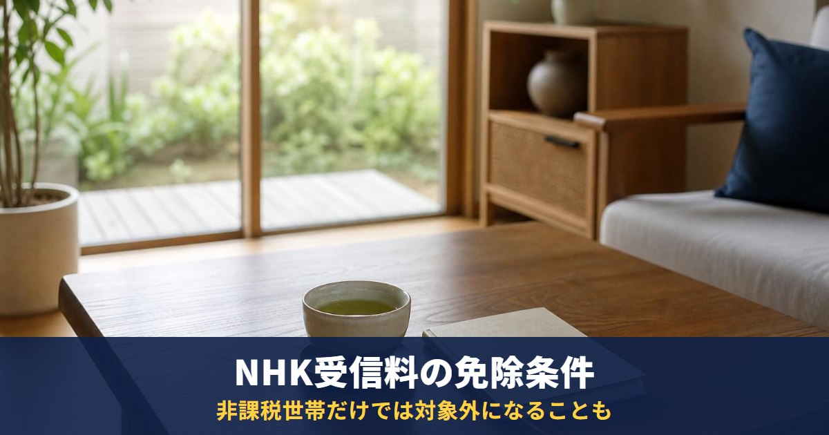 NHK受信料の免除条件|非課税世帯なら免除?全額・半額免除の対象と学生・障害者の手続き