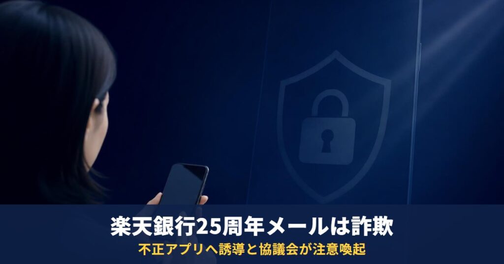 楽天銀行「25周年記念」メールは詐欺?不正アプリを入れてしまった時の対処と本物の見分け方