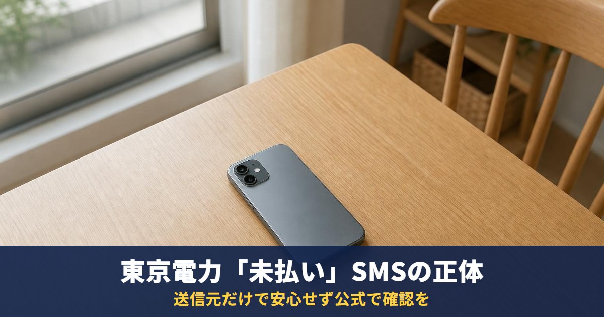 東京電力の「未払い」SMSは本物?偽物との見分け方と本当に未払いのときの払い方