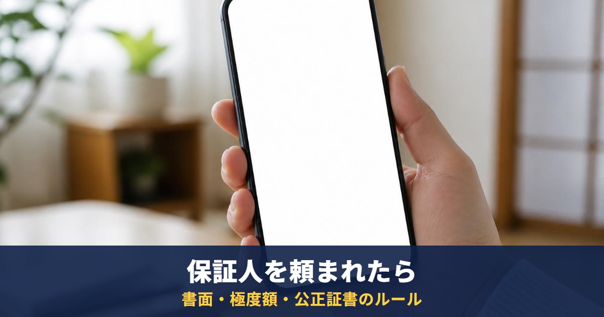 保証人になってほしいと頼まれたら|書面・極度額・公正証書など民法のルールと、請求が来る前の確認