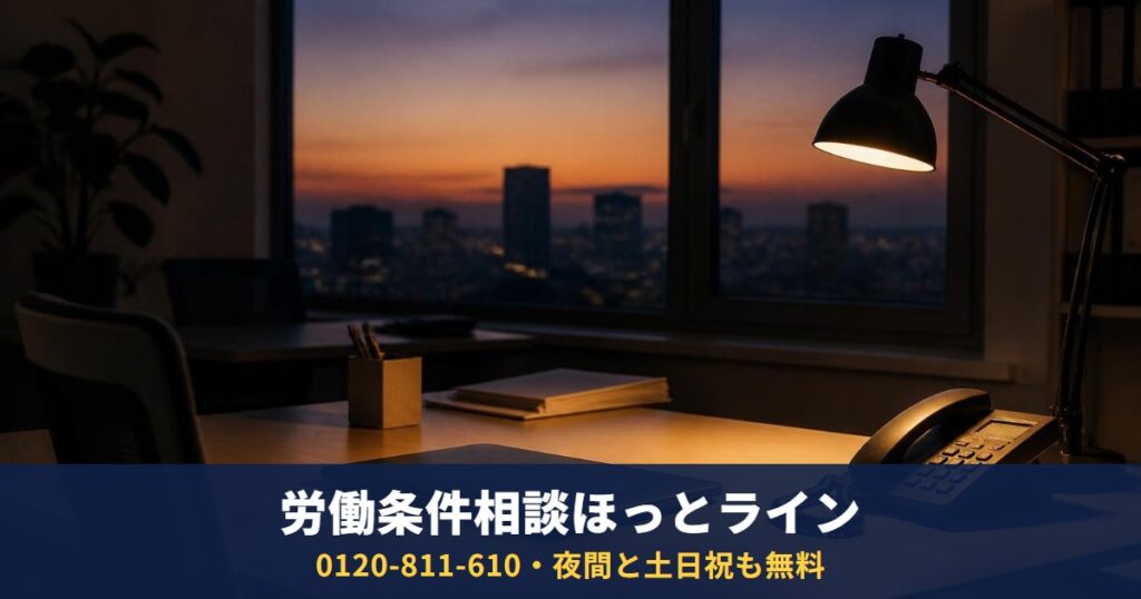 0120-811-610は労働条件相談ほっとライン|残業代・賃金の悩みを夜間・土日も無料、時効3年