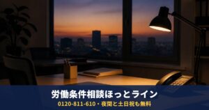 0120-811-610は労働条件相談ほっとライン|残業代・賃金の悩みを夜間・土日も無料、時効3年