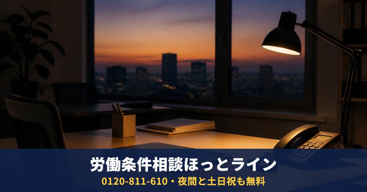 0120-811-610は労働条件相談ほっとライン|残業代・賃金の悩みを夜間・土日も無料、時効3年