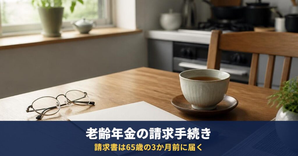 老齢年金の請求手続き|請求書は65歳の3か月前に届く、提出は65歳になってから。必要書類と流れ