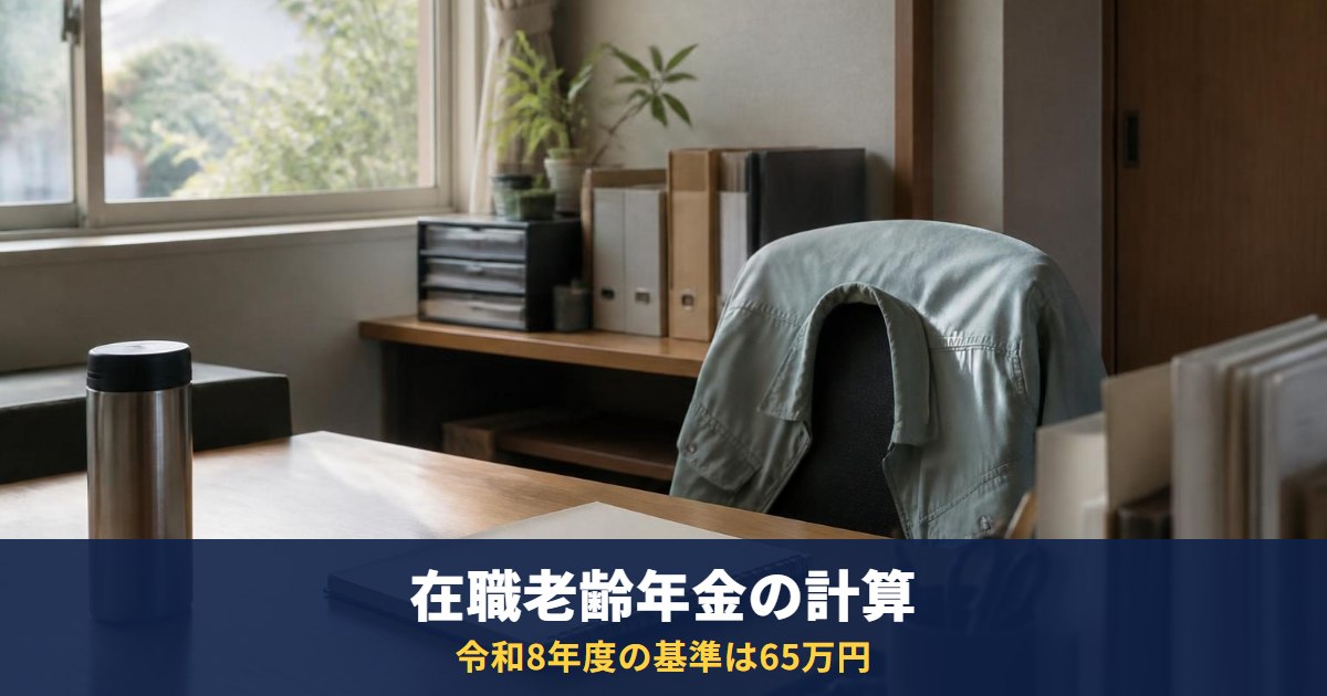 在職老齢年金の計算|令和8年度は基本月額と総報酬月額相当額の合計65万円まで全額支給